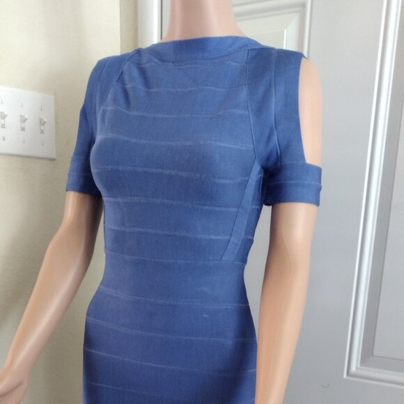 Rachael G Stretch Dress with Short Sleeves, Blue, Size S. - Picture 12 of 12